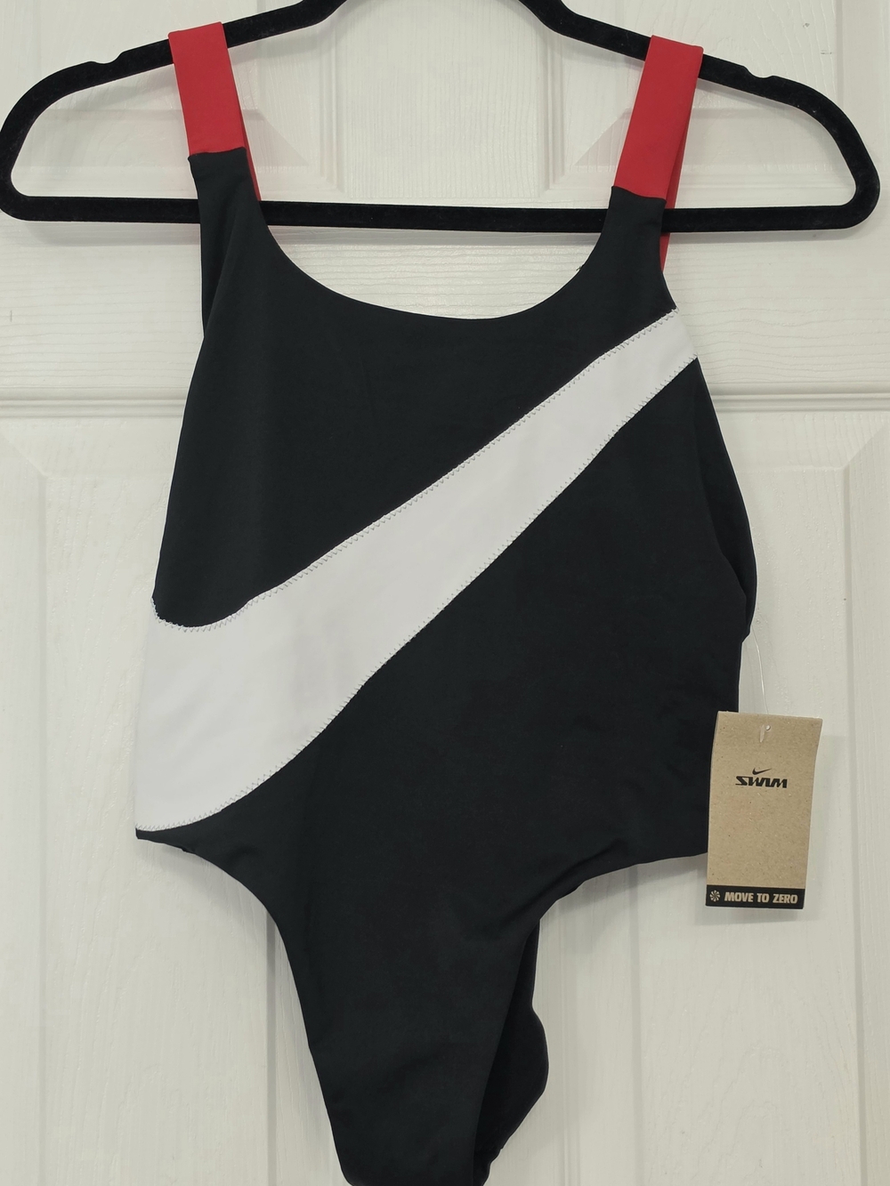 Nike Women's Icon Swoosh Block Scoop Neck One-Piece Swimsuit S NEW